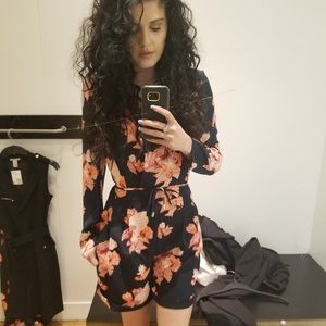 Navy blue/coral flower jumper